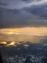 Norwegian sunset over the mountains and sea