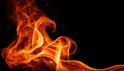 Fototapeta premium bright orange flame isolated on black background
