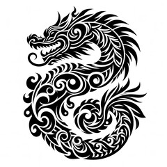 Fototapeta premium AI Generate of Dragon Shape in Samoan Art style isolated in white