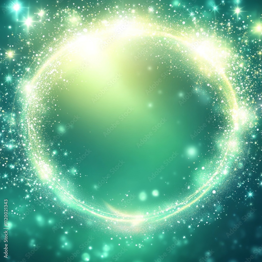 Poster abstract blue neon ring. light effect. the whirlwind of shiny particles. flashes of light on the eme