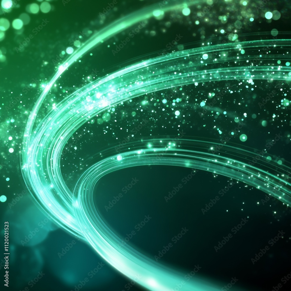 Poster abstract blue neon ring. light effect. the whirlwind of shiny particles. flashes of light on the eme
