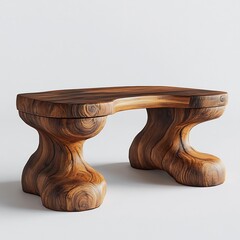 Handcrafted Wooden Table with Organic Curves and Elegant Minimalist Design