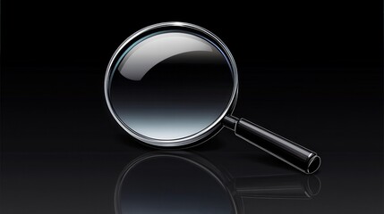 A Sleek Black Magnifying Glass on Dark Surface