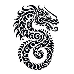 Fototapeta premium AI Generate of Dragon Shape in Samoan Art style isolated in white