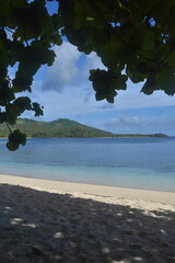 The turquoise Pacific Ocean around the paradise beaches and islands of Fiji
