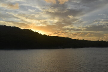 Sunset over a paradise island in Fiji, Pacific Ocean