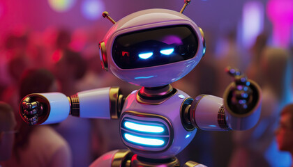 The singing robot entertained a crowd with its robotic dance moves