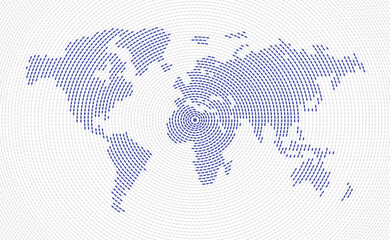 World map in spiral dots illustration