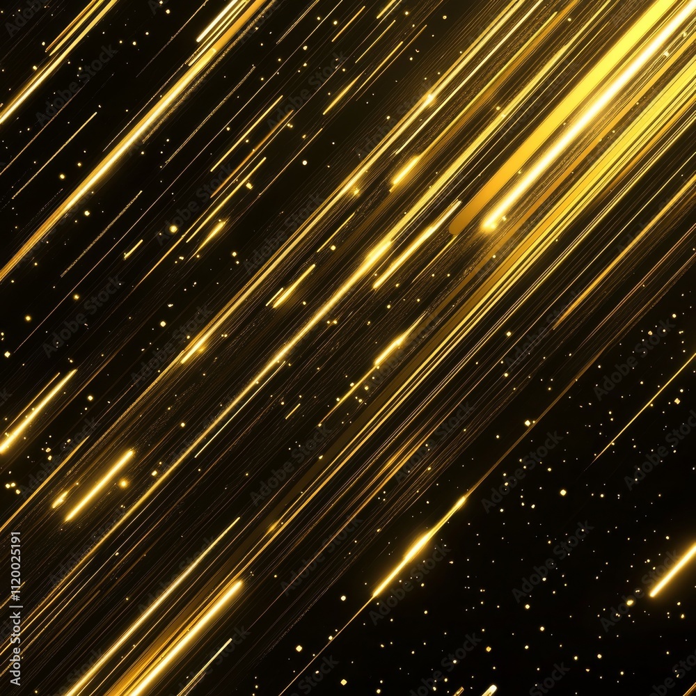 Aufkleber Abstract elegant gold glowing line with lighting effect sparkle on black background. Template premium award design. Vector illustration