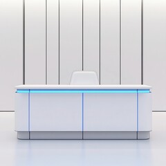 Sleek Minimalist Reception Desk with Clean White and Gray Design