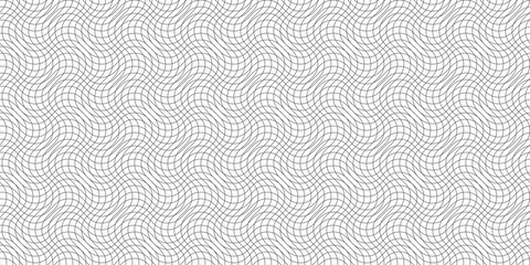 Wavy grid Thin black line abstract pattern