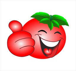 emoji  vermelho  com  folhas verdes tomate dando um joia