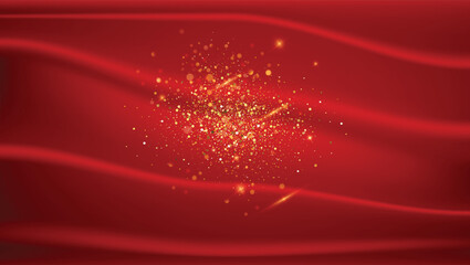 Red background with gold balls. holiday background.