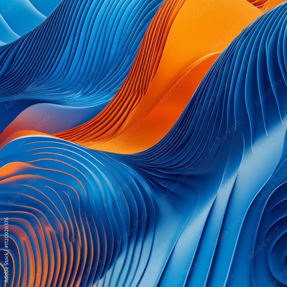 Poster abstract blue orange gradient background with waves