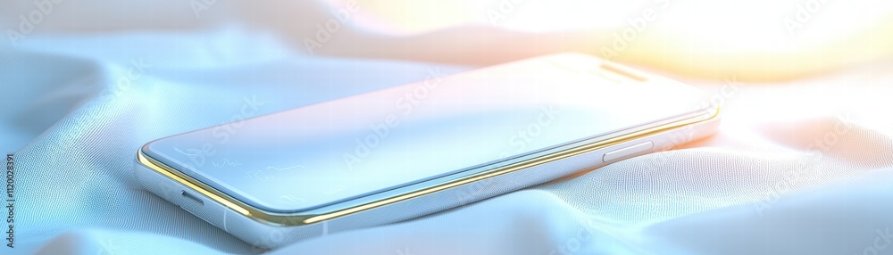 Poster ai-enhanced mobile experience sleek smartphone displaying curated content in a bright setting