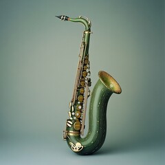 Vintage Metallic Green Saxophone - Jazz Music Instrument Performance