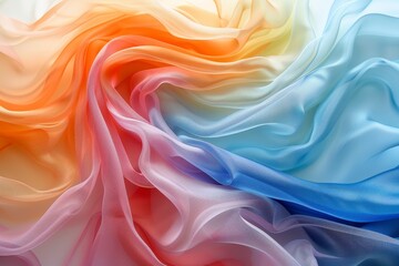 Obraz premium Pastel Rainbow Fabric Texture Soft Sheer Draped Ombre Colorful Elegant Light Flowing Smooth