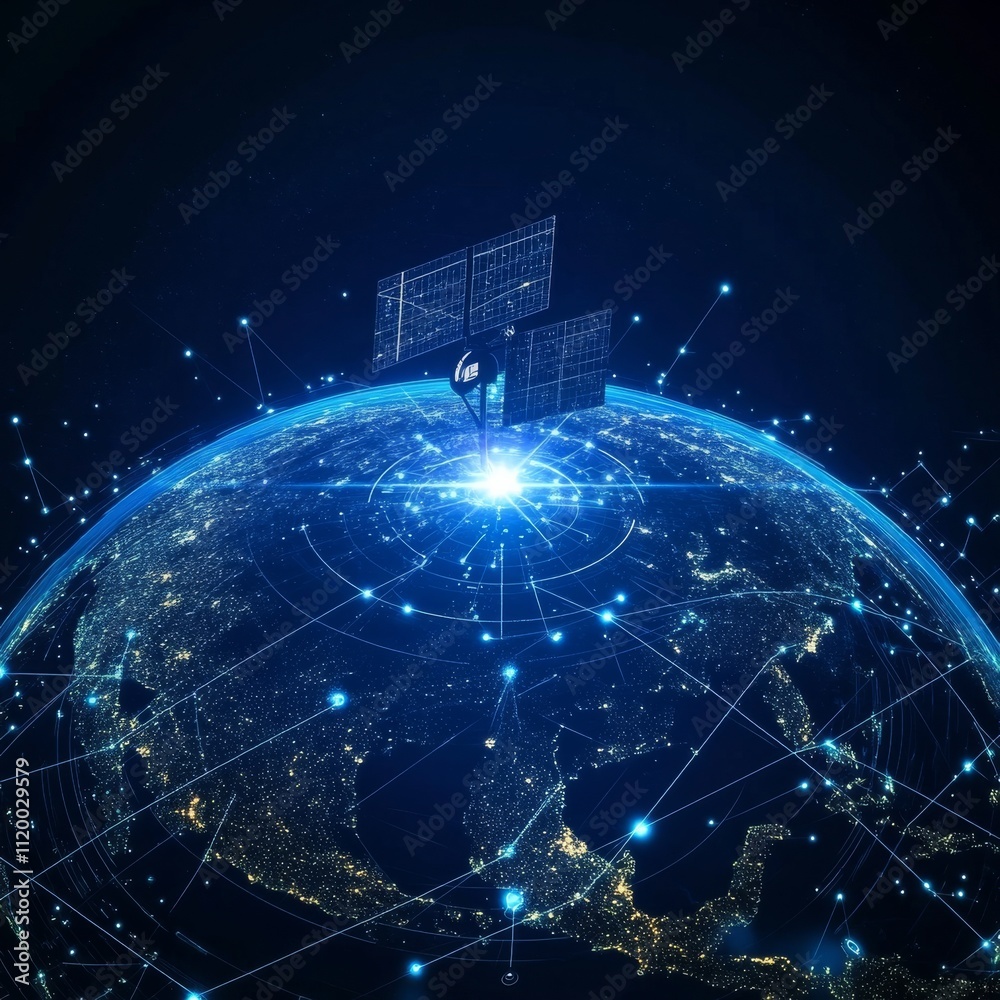 Leinwandbilder map of the planet. world map. global social network. vector. space communication satellite. realisti