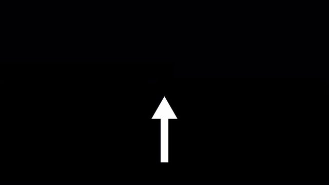 Glowing arrow up and down animation on a black background, Clean White Arrow Motion Graphics, Minimalist Vertical Arrow Animation for Video Editing, 