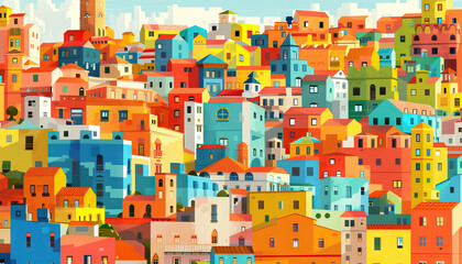 Urban Mosaic: A vibrant cityscape showcasing the diverse architecture and cultures that coexist in a modern metropolis