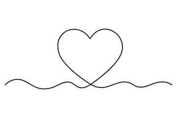 Fototapeta premium Heart continuous one line art drawing of heart hand drawn vector illustration