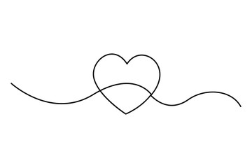 Heart continuous one line art drawing of heart hand drawn vector illustration

