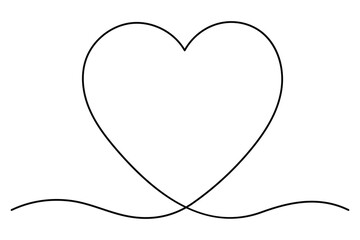 Heart continuous one line art drawing of heart hand drawn vector illustration

