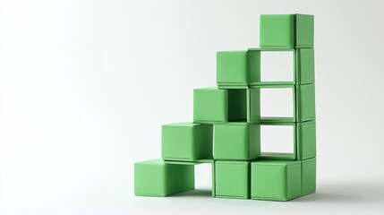 Green Cubes Stacked In An Ascending Pattern