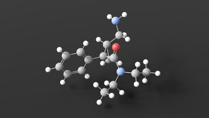 milnacipran molecule 3d, molecular structure, ball and stick model, structural chemical formula antidepressant