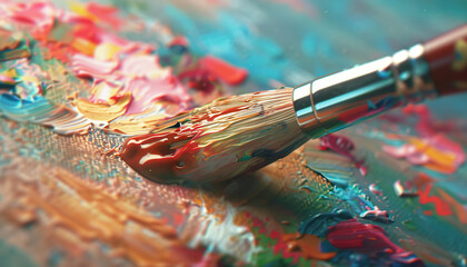 Fototapeta premium The magical paintbrush brought paintings to life, blurring the lines between art and reality