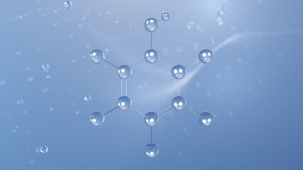 pentachlorophenol molecular structure, 3d model molecule, pesticide, structural chemical formula view from a microscope