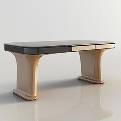 Elegant Modern Wooden Desk with Drawers in Refined Corporate Office Interior