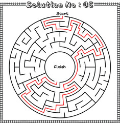 Maze Game Coloring Pages vector Illustration, A Fun Challenge for All Master Minds Solution No. 5
