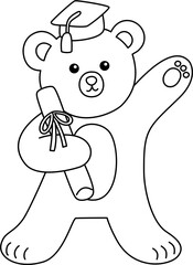 animal graduation outline coloring grintable