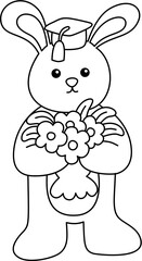 animal graduation outline coloring grintable