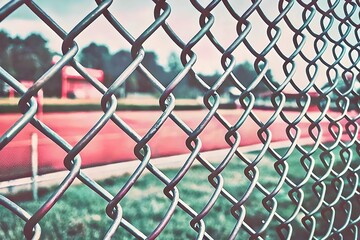 Chainlink Fence Sports Field Tennis Court Outdoor Background Depth Perspective