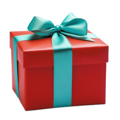 Bright Red Gift Box Wrapped with a Glossy Ribbon Ready for Any Celebration or Special Occasion, Perfect for Birthdays, Holidays, and Surprises