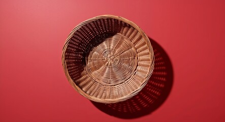 Woven Basket on Red background design