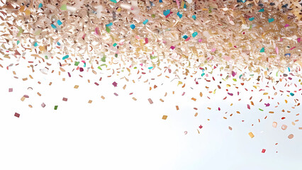 Fototapeta premium Colorful Confetti Falling Against a White Background