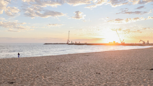 Vilamoura Marina beach, Portugal on an autumn evening