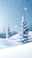 Naklejka premium White snow background with small white Christmas trees, simple vector art