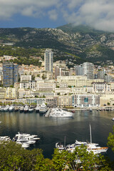 Fototapeta premium The marina and panorama of skyscrapers in Monaco