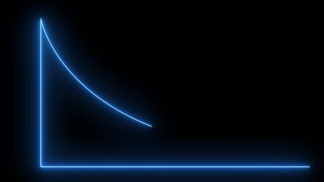 A neon down business graph icon displays a glowing, downward-sloping line or bar chart, symbolizing decline, loss, or negative trends. The vibrant neon effect adds a modern, striking, and dynamic .