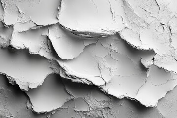 Obraz premium Abstract textured layers of white material resembling cracked plaster or paint.