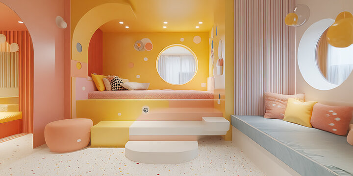  Playful Nursery Soft pinks and yellows playful patterns whimsical decor a cheerful and fun space Midnight Gold Midnight blue gold charcoal white Dadaism