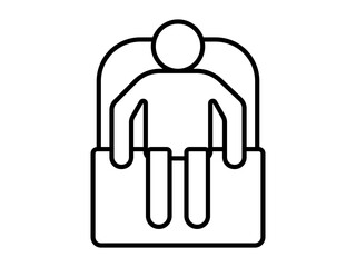 sitting person icon, flat style pictogram icon for mobile app ui or ux, vector illustration symbol logo design sign, isolated on white