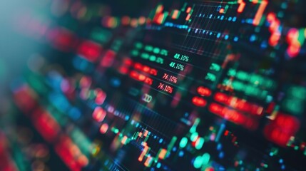 A vibrant, abstract representation of data analysis showcasing colorful graphs and digital information, suggesting financial trends or market movements.