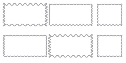 Set of colourfull retro frames with featuring curvy, squiggly, wavy designs. Scalloped edges with a wavy pattern. Adorable curved frames with retro-style wavy edges.