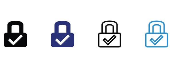 Lock icon vector set, padlock icons, security lock icon vector set flat illustration isolated on white background.