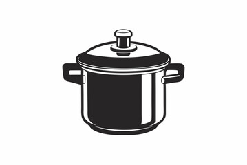 Silhouette Design of a Pressure Cooker with Cylindrical Body and Safety Valve in a Minimalist Kitchen Appliance Style